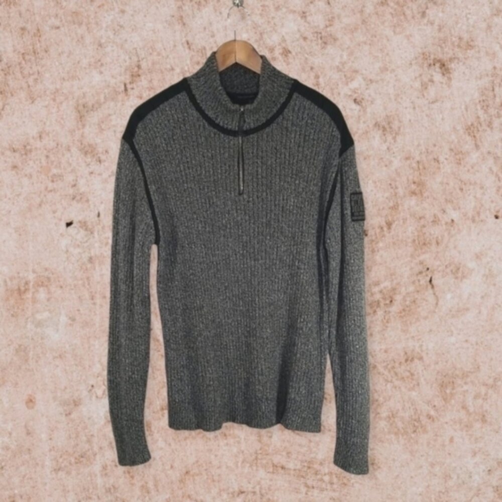 Calvin Klein Jeans Men's Sweater Size XL 1/4 Zip Cotton Form Fitting Fisherman